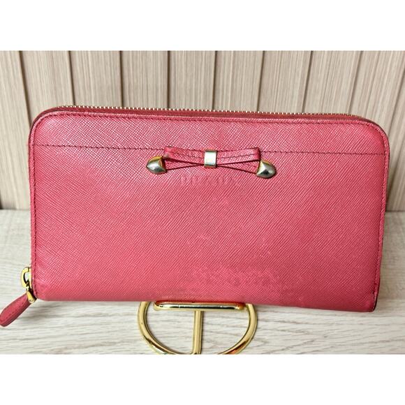 PRADA Saffiano Leather Zip Around Long Wallet in Dusty Pink - Picture 2 of 14